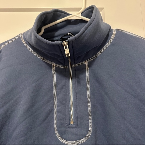 Kittenish Blue White 1/4 Zip Cropped Sweater Size XL Extra Large Women’s - Picture 4 of 11